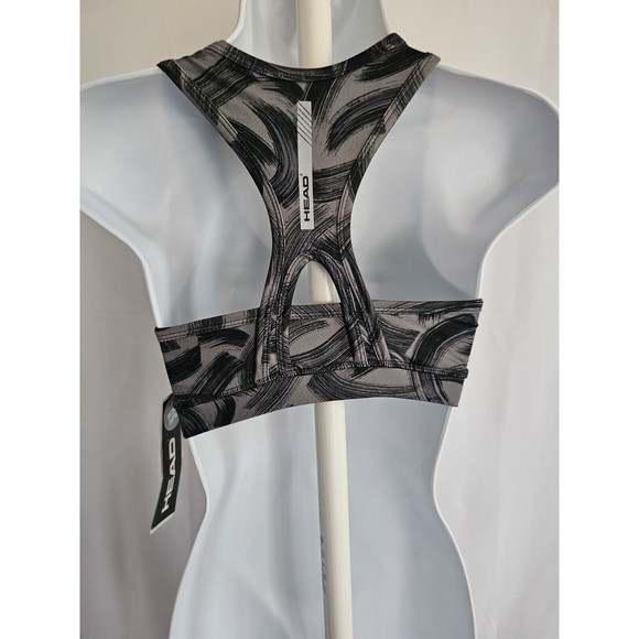 HEAD Black Gray Geometric Dri -Motion T- Back Sports Bra Top Size XS - Picture 3 of 8